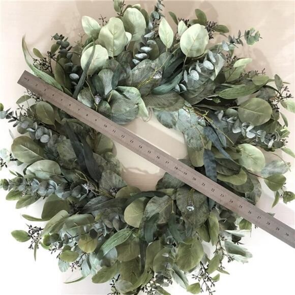 26 Artificial Eucalyptus Wreaths for Front Door for All Seasons, Home Wall Decor - Picture 2 of 6